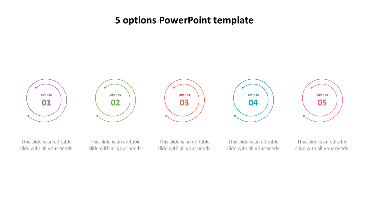 Editable 5 Options PowerPoint Template Presentation